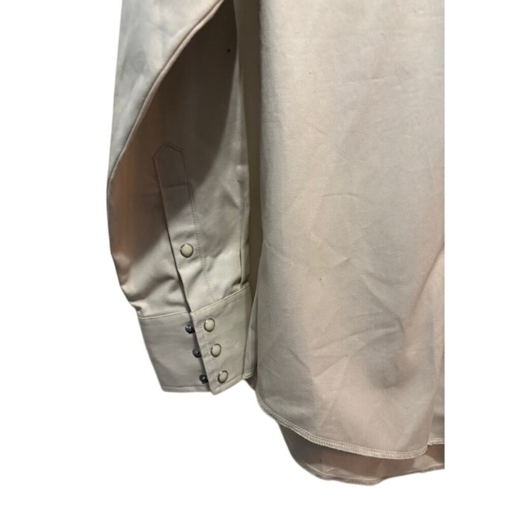 Vintage Wrangler Tan Brown Pearl Snap Work Shirt Heavy Canvas USA Mens Med NWOT - Picture 6 of 8